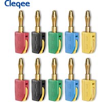 Cleqee P10064 10PCS 4mm banana plug high current quick connect gold-plated banana connector 32A electrical test