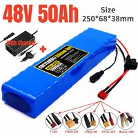 48V 13S2P 18650 Powerful Battery Pack, 50Ah Large Capacity Lithium Battery, Rechargeable Li-Ion Battery Pack, with 54.6V Charger