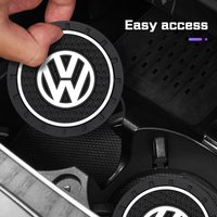 2pcs Car Cup Holder Mat Leather Water Coaster Pad For VW Volkswagen VW ID3 ID4 Golf 7 8 MK8 T-cross Passat B8 Tiguan Jetta Skoda