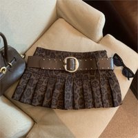 American leopard print high-waisted, anti-glare pleated skirt for hot girls new short skirt for slimming women