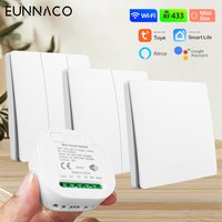 TUYA ALEXA Self-powered Wireless Wall Switch No Battery Required 86Type RF433Mhz Waterproof Switch AC110V 220V for home light