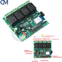 AC 220V 4-channel WIFI Remote Control Relay Switch Module 433MHz RF Works with Tuya APP