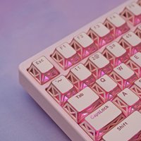 pink and white Light shadow Keycaps Hollow Transparent Light Engraving 130 Keys Customized Keyboard PBT + PC Two-color cherry