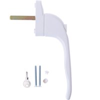 UPVC White Universal Espag Window Handle - Key Locking For Double Glazing