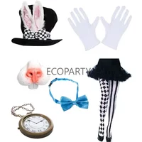 Rabbit Ear Hat Pocket Watch Stocking Bow Tie Nose Set Easter Day Ecowalson Halloween White Rabbit Hat Alice Wonderland Cosplay