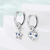 New 925 Sterling Silver Starry Moon Night Women Earrings Brilliant Wedding Engagement Star Earrings Jewelry Gift