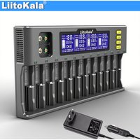 LiitoKala LiI-S12 Smart Charger 14 Slots - CE Certified Universal Charger for Li-ion/LiFePO4/Ni-MH/9V Batteries 18650, 26650, AA