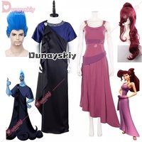 Hades Cosplay Herculers Mens Megara Costume Wigs Robe Fantasia Disguise for Adult Men Role Play Clothes Halloween Carnival Party