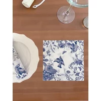 20pcs 33cm 2Layer Chinese Style Blue Flower and Bird Print Party Tissue Decoration Colored Paper Placemat DIY Decoupage Paper