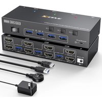 Commutateur KVM HDMI 2 moniteurs 3 ordinateurs 4K @ 60Hz, Simulation EDID, commutateur KVM double moniteur 4K pour 3 ordinateurs partage 2 écrans