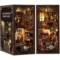 DIY Craft Workshop Book Stand Wooden Building Model Creative 3D Assembly Tabletop Decorations Gift