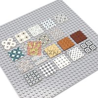 20pcs MOC Brick Tile Smooth 2x2 Size Printed Assemble Retro Ceramic Floor Plate Particle Wood Pattern Building Block Toy 3068