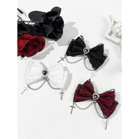 Dark style lace ribbon cross pendant bow hairpin for girls with a sweet and cool party accessory look