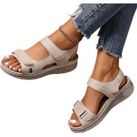 2026 Women'S Soft Sole Hollow Sandals Summer Fashion Leisure Sports Large Size Summer Anti-Slip Leather Sandals for Women Flat