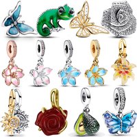 Hot 925 Sterling Silver Lotus Butterfly Roses Charms Beads For Women Original 3mm Bracelets Bangles DIY Jewelry Pendant Gifts