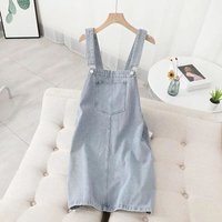 Denim Strap Jumper Dress Sleeveless A Line Short Skirt Casual Summer Pinafore