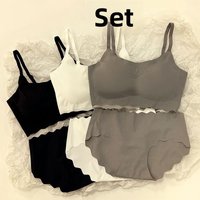 Ice Silk Seamless Sexy Women's Underwear Set Thin Model Summer Youth Female Full Cup Fixed Strap Bra And Panties Combo