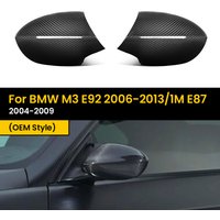 Real Dry Carbon Fiber Rearview Exterior Side Mirror Cover Caps For BMW M3 E92 2006-2013/1M E87 2004-2009 OEM Style