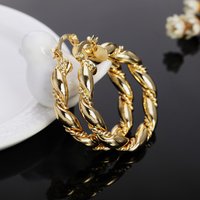 925 Sterling Silver Rope Round 4cm earrings high quality 18K gold plated Fashion Jewelry Wedding Christmas Gift