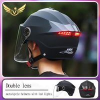 Casques de moto avec lumières Led, casque de cyclomoteur pour hommes et femmes, avec Double visière Rechargeable, vélo léger