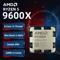 Brand New AMD Ryzen 5 9600X 100% AMD R5 9600X CPU Max Boost Up to 5.4GHz 6 Cores 12 Threads 32MB L3 Cache AM5 for B850 X870