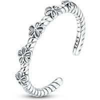Original 925 Sterling Silver Flower Twisted Open Rings For Women Girls Jewelry Birthday Anniversary Gifts