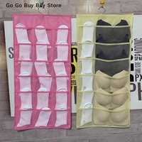 ใSTใDouble Sides Bar Underwear Storage Hanging Bag Dormitory Home Wardrobe Hanging Wall Foldable Bag Underpants Socks Organizer