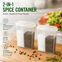 2/4/6Pcs 2in1 Dual Compartment Seasoning Shaker With Lid Portable Outdoor Camping BBQ Salt Pepper Spice Storage Jar