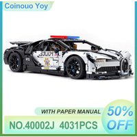 New Technical MOC 40002J Silver Super Sports Vehicle 1:8 Hypercar Model Building Block Brick Puzzle DIY Toys Christmas Gifts Kid