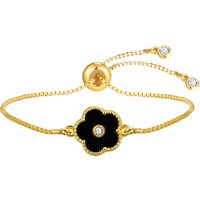 Prjewel Dainty Lucky Clover Charm Bracelets Elegant Jewelry Stainless Steel Colorful Wer Wristband Zircon Tail Chain Bracelets