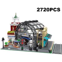 Creative The Meeting Point Station Building Blocks City Architecture Model MOC Street View Assemble Bricks Toys Gifts For Adult