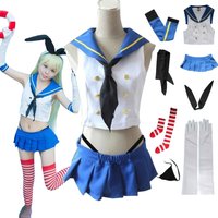 Shimakaze Cosplay Anime Kantai Collection Shimakaze Cosplay Costume Girls Summer JK Uniform Sailor Dress Suit Halloween Party