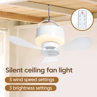 Portable Rechargeable Ceiling Fan Remote Control USB Hanging Fan for Student Dorm Bed Outdoor Camping With LED