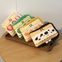 Strawberry Sandwich Pencil Case Large Capacity Bread Plush Pencil Cases Creative Kawaii Plush Pencil Bag Children