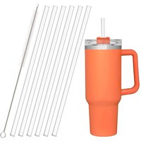 1Sets New Straight Plastic Straws Drinking 9mm Cup Straw with Brush Reusable Replacement Straw