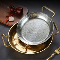 Hammered Stainless Steel Fry Pot Saucepan with 2 Ear Hot pot Dry Pots Seafood Fried Chicken Plate Korean Flat Kitchenware