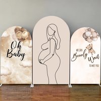 Oh Baby Baby Shower Party Decor Arch Backdrop Cover Pregnant Woman Portrait Elastic Fabric Arched Background Photo Studio