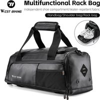 WEST BIKING Multifunctional Bike Rack Bag 13L Large Capacity Waterproof Shoulder Bag Independent Shoe Compartment Bike Handbag