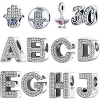 Fashion Zircon 26 Letter Palm of the Hand Eyes Pendant DIY Charms Bracelet Accessories Women Jewelry Religion Holiday Gift Bead