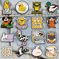 Funny Duck & Dog Enamel Pins Humorous Sarcastic Quotes Brooches for Backpacks Animal Lapel Pins Gift for Duck Lovers & Pet Fans