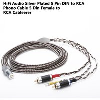 Preffair Silver Plated OCC 5-Pin DIN to Dual Carbon Fiber RCA Connector Phono Cable with Ground Wire for Turntable CD