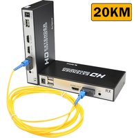 20Km HDMI Fiber Optic USB KVM Extender Video Transmitter Receiver HDMI Loop Over SC Fiber Cable for PS4 PS5 DVD PC To TV Monitor
