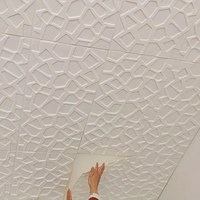 Modern Grid 3D PVC Wallpaper Self Adhesive Waterproof Stain Resistant Wall Sticker 35cmx35cm for Living Room Bedroom Kitchen - 4