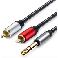 Stereo 6.35mm TRS Jack to Dual RCA Y Splitter Insert Cord 1/4 Inch to 2 RCA Audio Adapter Cable for Mixer Amplifier Speaker