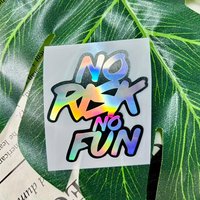 1pc No Risk No Fun Motorcycle Sticker Waterproof Vinyl Decal for Helmet Fuel Tank Electric Scooter Bike Red Black Graphic Decor