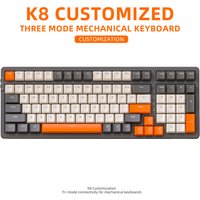 FREEWOLF K8 100 Keys Triple Mode Mechanical Gaming Keyboard Wireless BT,2.4G,wired,Hot Swappable RGB PC Notebook Office Keyboard