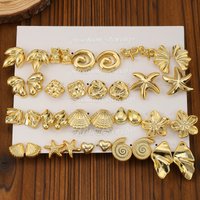 4-19PAIRS Lovely Plastic Material With Golden Plated&Different Animals-Shaped Earrings,Starfish,Shell,Flower,Little Bear