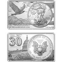 2016 American Eagle 3oz Silver Bar Non-magnetic Silver-plated Zinc Alloy Bullion Liberty Coin the 30th Edition Eagle Coin