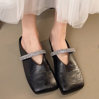 New Fashion Outdoor Square Head Versatile Low Heel Covered Toe Slippers for Women