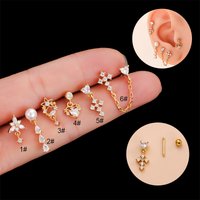 20G Drop Dangle CZ Stud Earrings, Hypoallergenic Stainless Steel Screw Back Cartilage Helix Piercing Jewelry for Women Girls